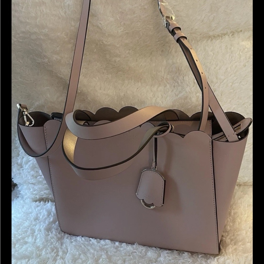 Elegant Scalloped Edge Tote Bag - Mauve